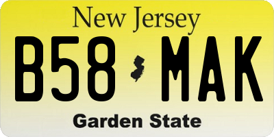 NJ license plate B58MAK