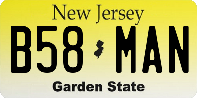 NJ license plate B58MAN