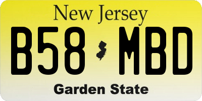 NJ license plate B58MBD