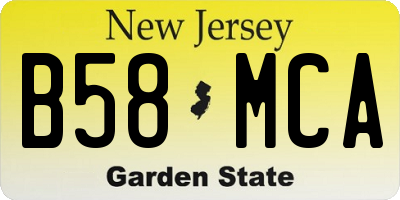 NJ license plate B58MCA