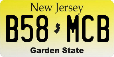 NJ license plate B58MCB
