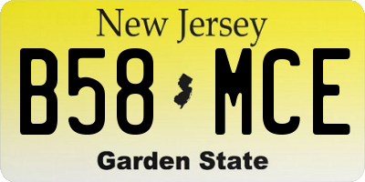 NJ license plate B58MCE