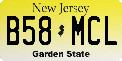 NJ license plate B58MCL