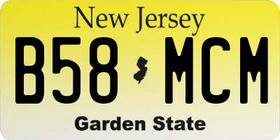 NJ license plate B58MCM