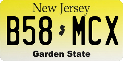 NJ license plate B58MCX