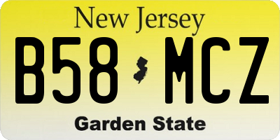 NJ license plate B58MCZ