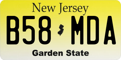 NJ license plate B58MDA