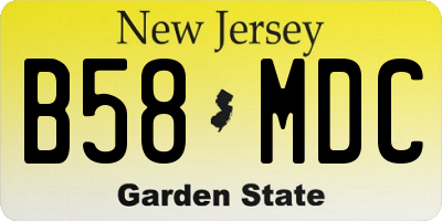 NJ license plate B58MDC