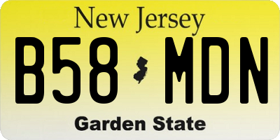 NJ license plate B58MDN