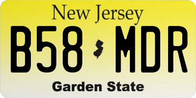 NJ license plate B58MDR
