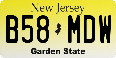 NJ license plate B58MDW
