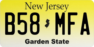 NJ license plate B58MFA