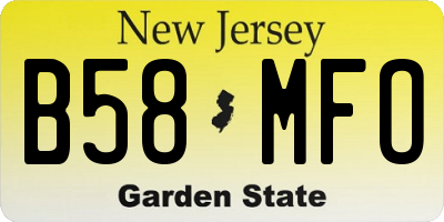 NJ license plate B58MFO