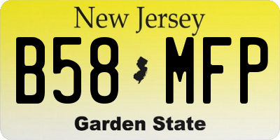 NJ license plate B58MFP