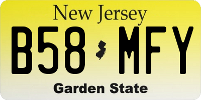 NJ license plate B58MFY