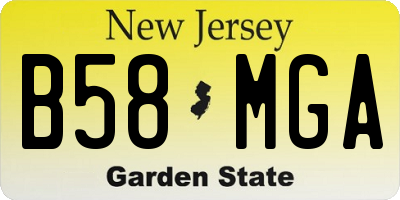 NJ license plate B58MGA