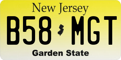NJ license plate B58MGT