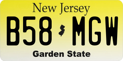 NJ license plate B58MGW