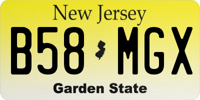 NJ license plate B58MGX