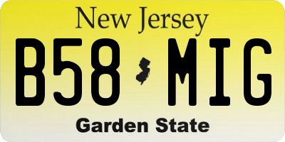 NJ license plate B58MIG