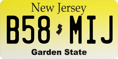 NJ license plate B58MIJ