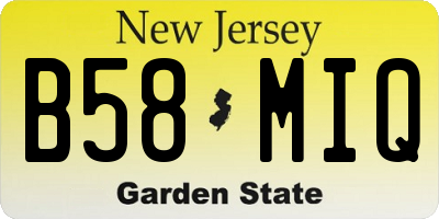 NJ license plate B58MIQ