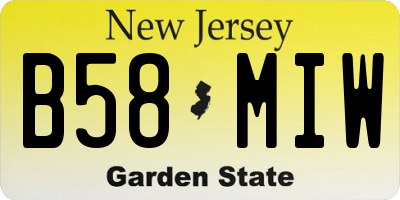 NJ license plate B58MIW