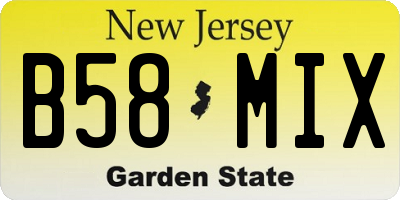 NJ license plate B58MIX