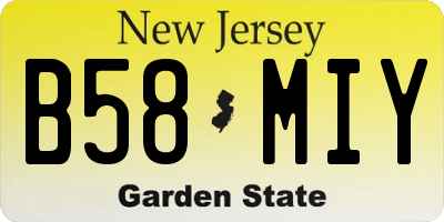 NJ license plate B58MIY
