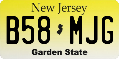 NJ license plate B58MJG