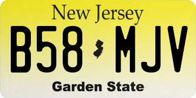 NJ license plate B58MJV