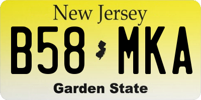 NJ license plate B58MKA