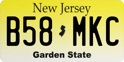 NJ license plate B58MKC