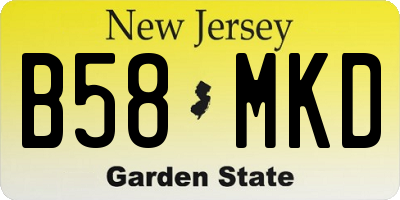 NJ license plate B58MKD