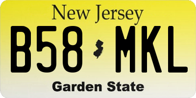 NJ license plate B58MKL