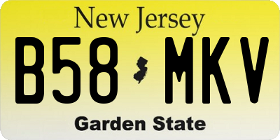 NJ license plate B58MKV