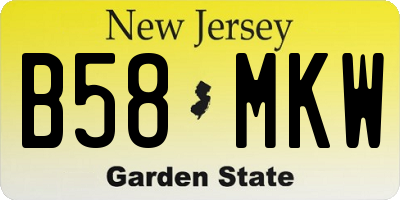 NJ license plate B58MKW