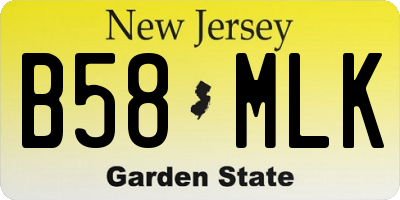 NJ license plate B58MLK