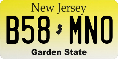 NJ license plate B58MNO