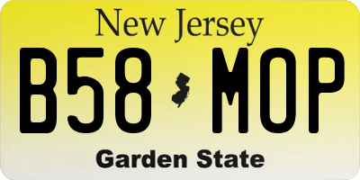 NJ license plate B58MOP
