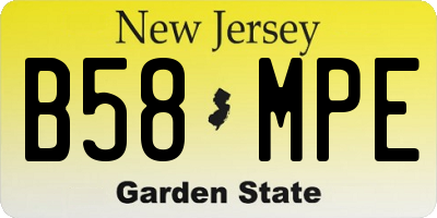 NJ license plate B58MPE