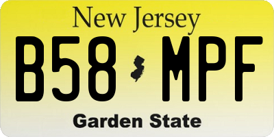 NJ license plate B58MPF