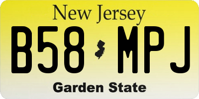 NJ license plate B58MPJ