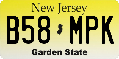 NJ license plate B58MPK