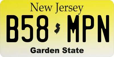 NJ license plate B58MPN