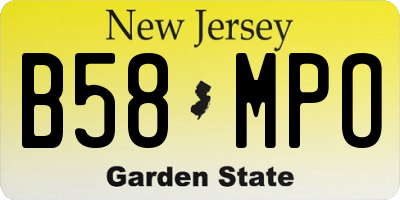 NJ license plate B58MPO