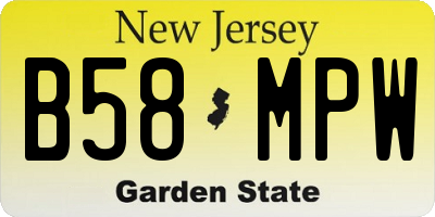 NJ license plate B58MPW