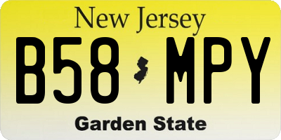 NJ license plate B58MPY