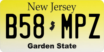 NJ license plate B58MPZ
