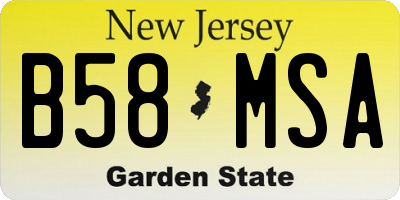 NJ license plate B58MSA